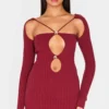 Elegant Red Sleeveless Bodycon Party Dress