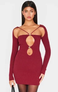 Elegant Red Sleeveless Bodycon Party Dress