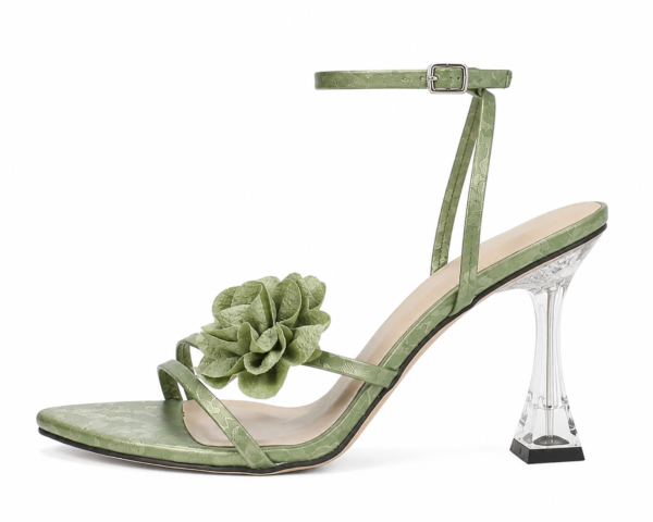 olive blossom stiletto sandals