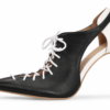 achromatic lace up stiletto heels