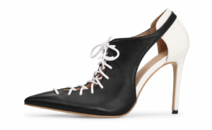 achromatic lace up stiletto heels