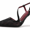 blush lace pointed toe ankle strap party heels
