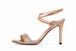 champagne glow crystal ankle strap stiletto heels
