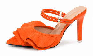 flare petal fashion mule heels