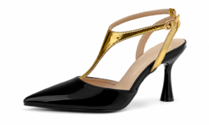 velvet night gold accent heels