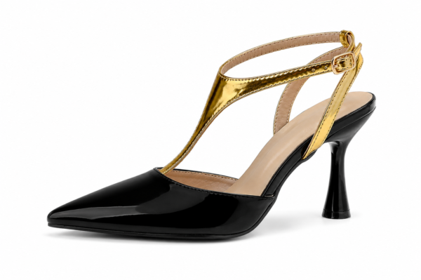 velvet night gold accent heels