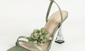 olive blossom stiletto sandals