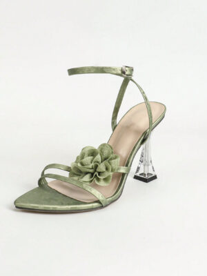 olive blossom stiletto sandals