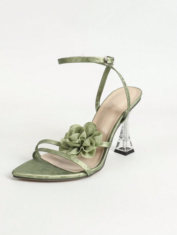 olive blossom stiletto sandals