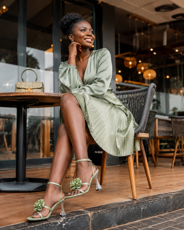 olive blossom stiletto sandals